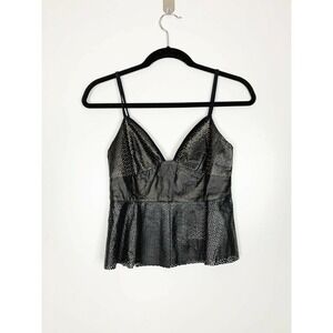 Dance & Marvel Faux Leather Peplum Top Black S
